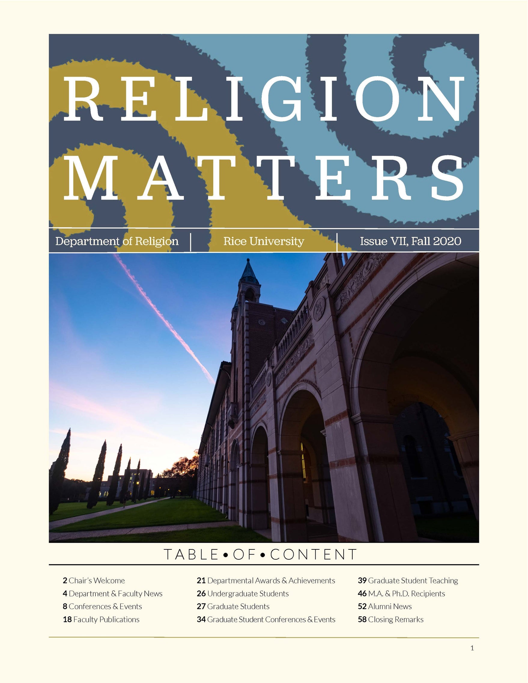 cover image for the RELIGION MATTERS publication, issue for fall 2020